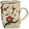 Kyoto ware/Kiyomizu Ware Mug, Approximately 250ml Capacity, with Floating Plum Blossom Design In Red and White, Made In Japan (CYU770)