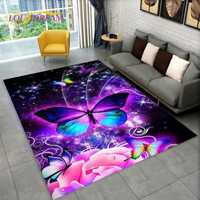 Dream Butterfly Flower Area Rug Large, dywanik do domu, salonu, sypialni, sofy, wycieraczka, dekoracja, maty podłogowe antypoślizgowe dla dzieci