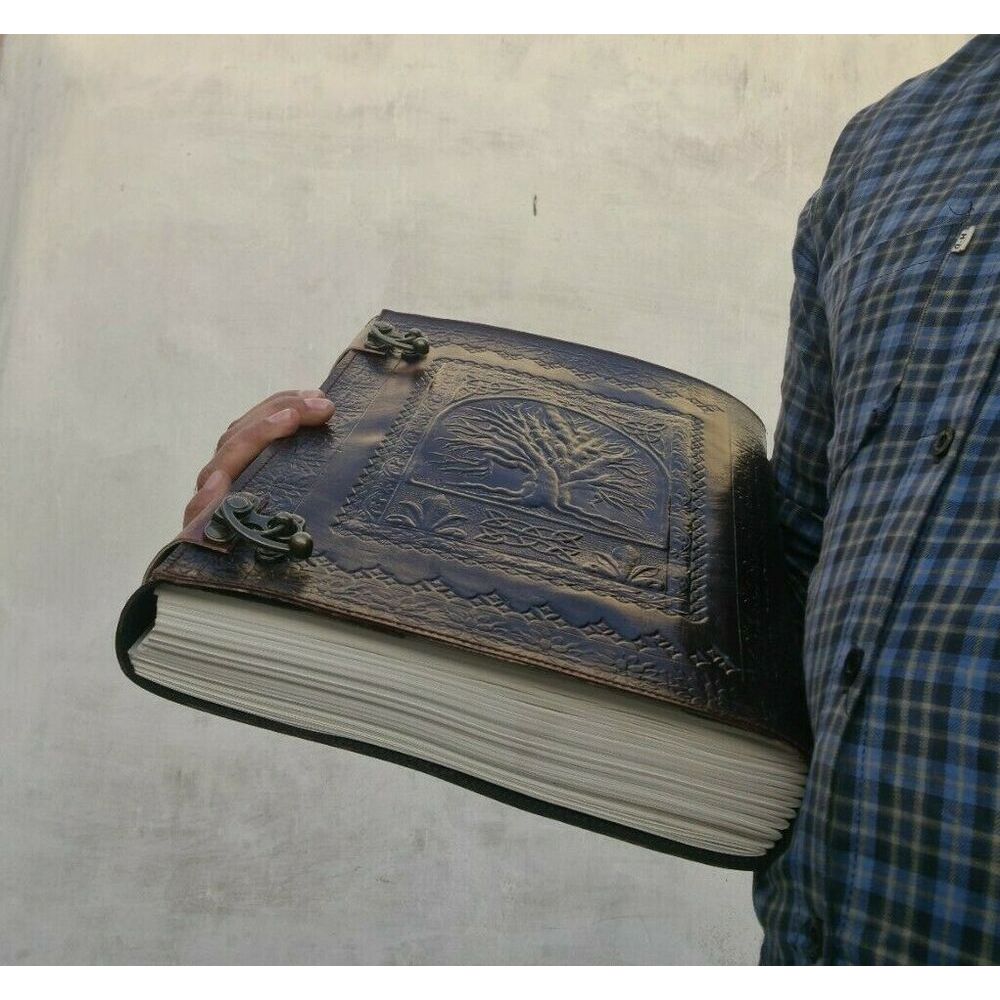 Handmade Tree of Life Leather Journal Diary Celtic Book of Shadow Wicca Vintage