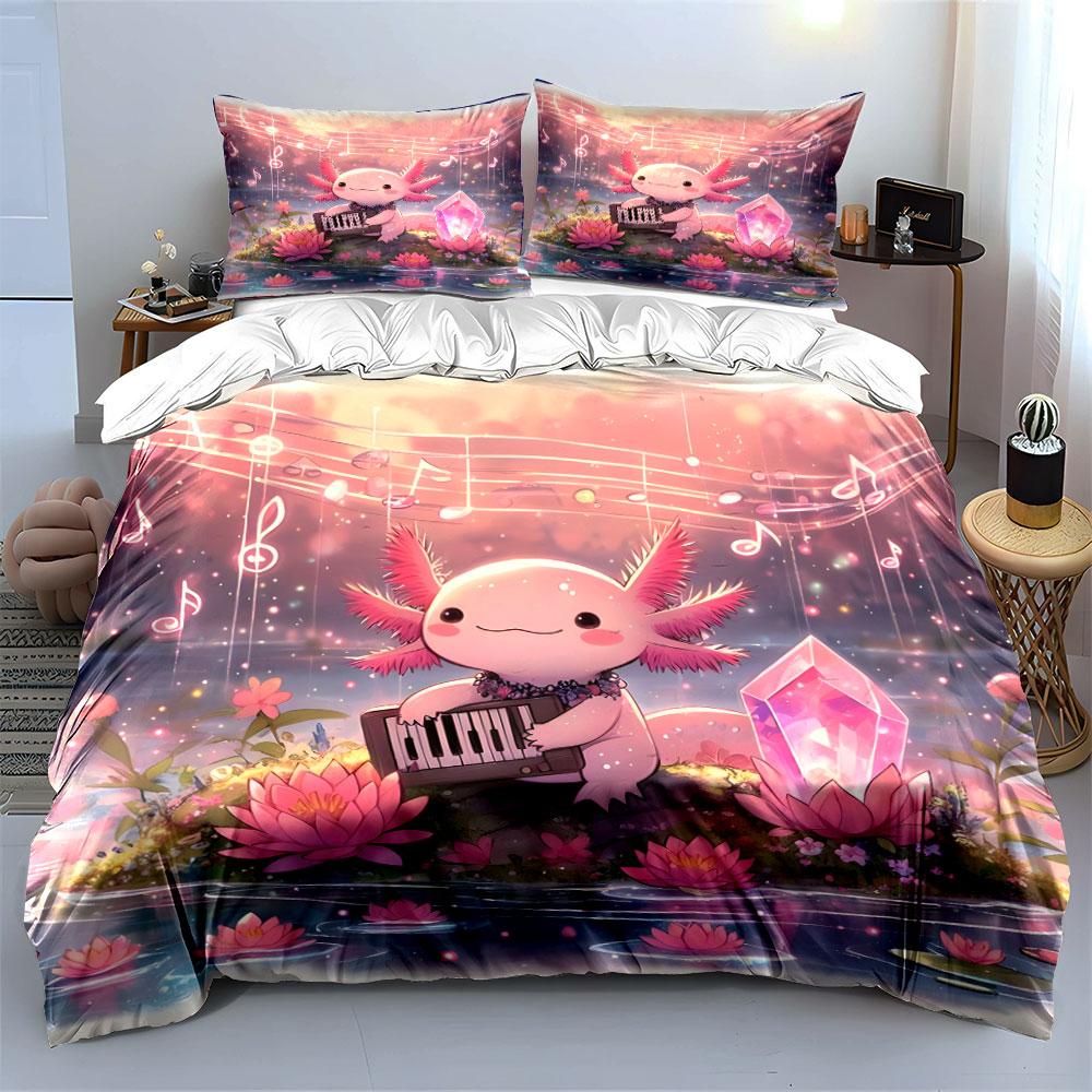 Axolotl Music Trio Decor Set Multiple Sizes Kid'S And Adults' Bedroom Exquisite 3Pc Bedding Set, Gift