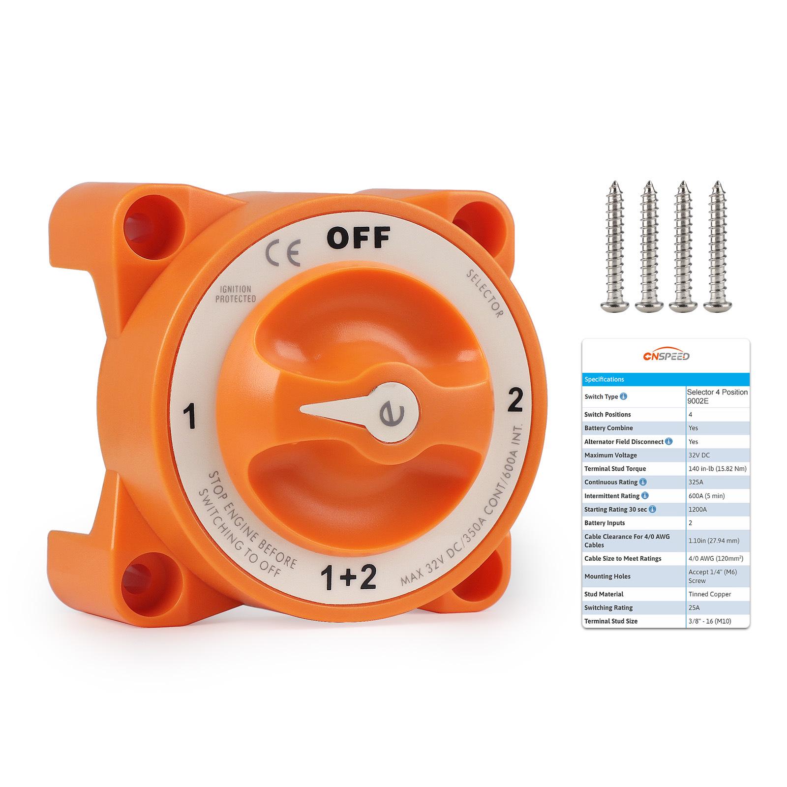 

32V 350A Водонепроницаемый Морской Изолятор Двойной Батареи, 4-позиционный Защищенный от воспламенения Главный Выключатель Питания