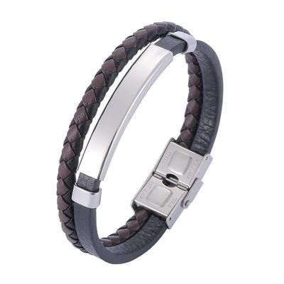 Design Multicamadas Aço Inoxidável Moda Pulseira de Couro Presente de Moda Para Homens Joias