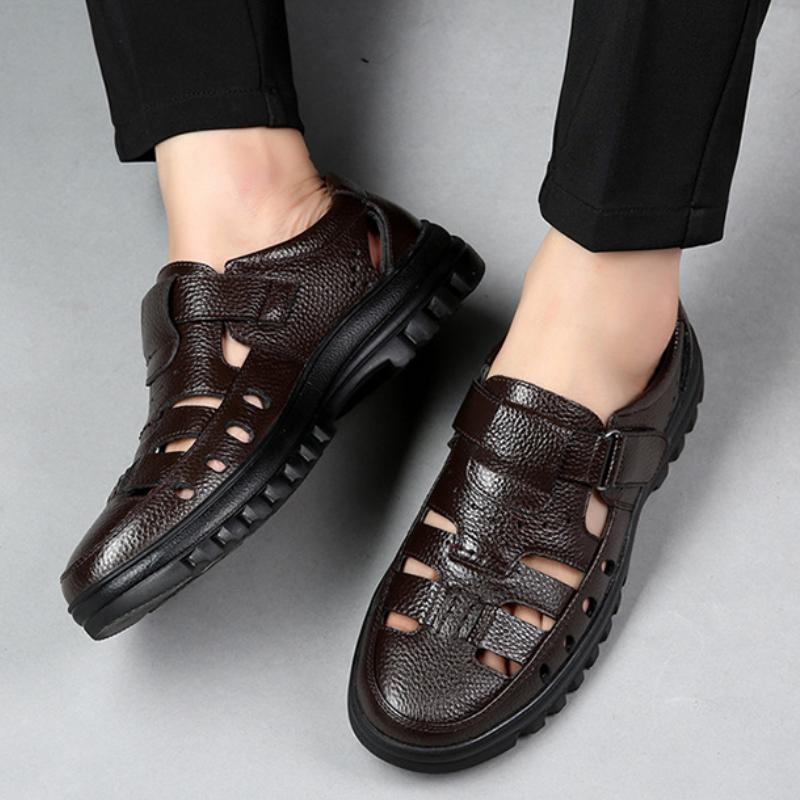 Fashion Luxury Men's Sandals Summer New Hollow Out Leather Shoes for Men Breathable Casual Shoes Fashion High Quality Men Sandalias 2024