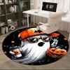 1pc Halloween Ghost with Pumpkin Coffee Cup Round Carpet, Office Chair Mat, Non Slip Rug for Home Decor, Gift, Office, Living Room, Bedroom