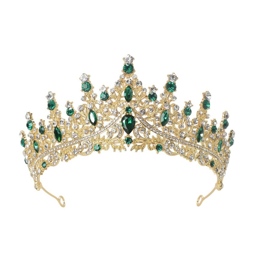 New Wedding Set Bride Accessories Crown Green Leaf Shoulder Strap Diamond Encrusted Headwear Wedding Dress Photo Props Ceremony