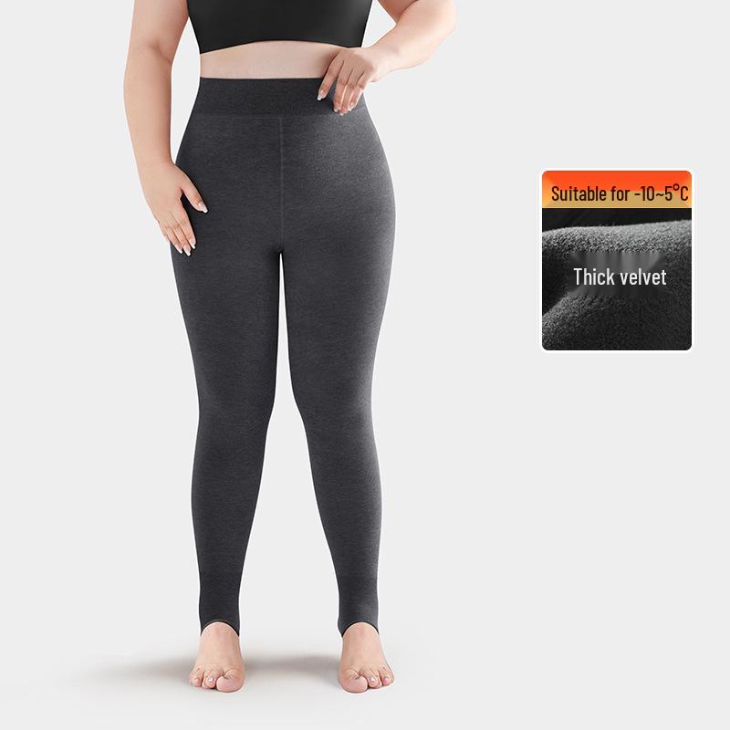 Warm Seamless High-Waisted Footed Leggings for Plus Size Women and Girls - Non-Slip Autumn/Winter