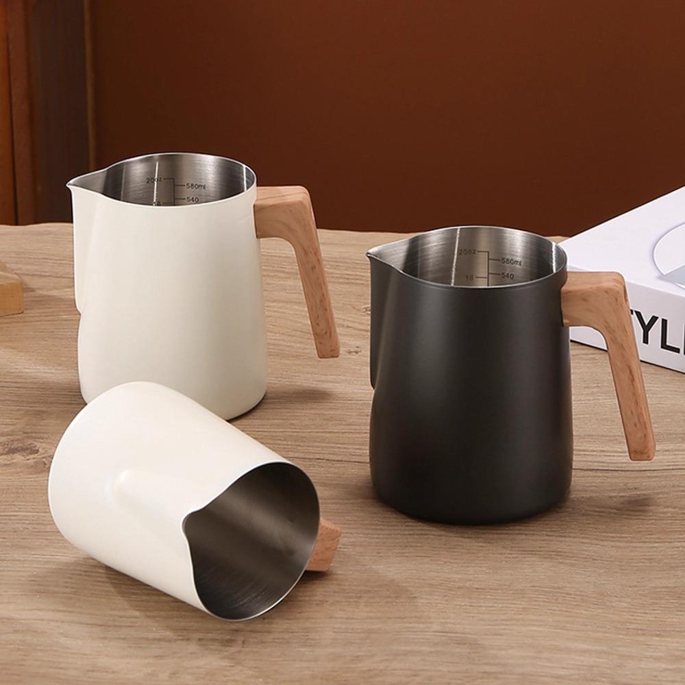 304 Stainless Steel Coffee Milk Frothing Pitcher with Scale Milk Foam Cup Kitchen Island