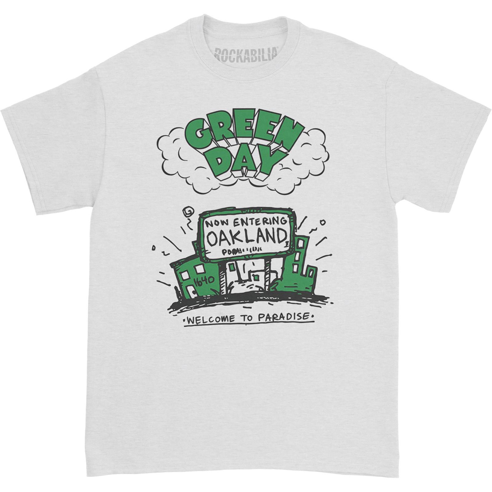 Men s Green Day Welcome to Paradise Slim Fit T-shirt Small White M