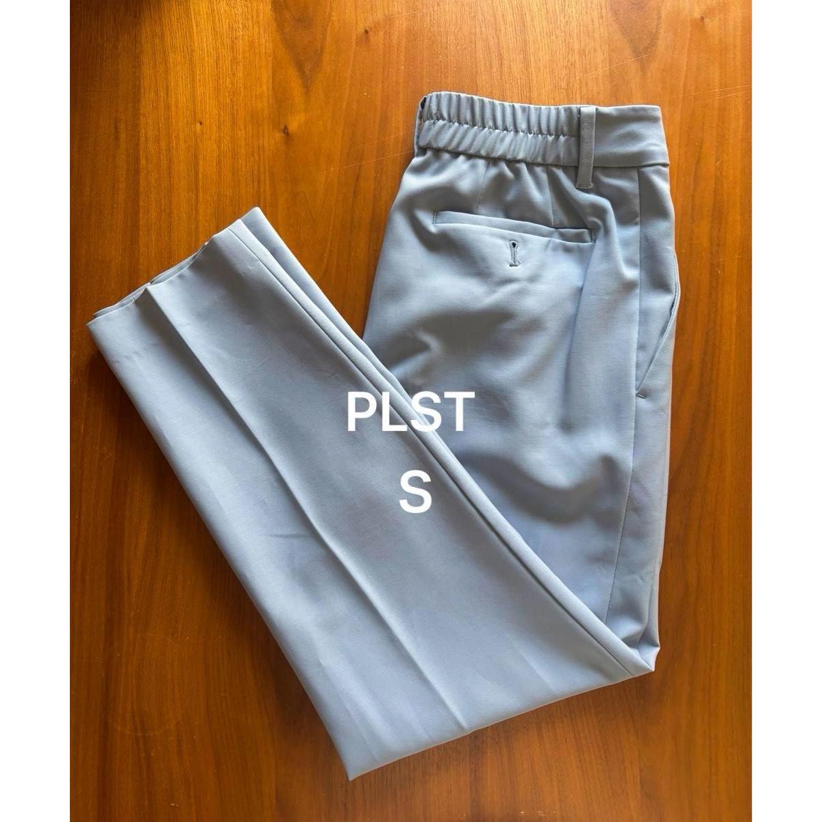 [PLST] Stretch tapered pants blue center press S