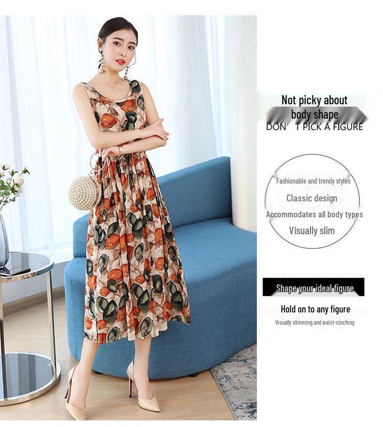 2023 Plus Size Korean Style Sleeveless Summer Dress - Slimming Fit, Large Flare, Loose Base Layer