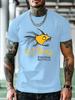 Casual Crew Neck T-shirt with Geometric Fish Design