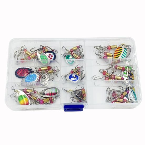 30Pcs Jig Spinner Bait Kit Sharp Hook Design Mini Size Portable Rotating Spinner Fishing Lures Topwater Lures