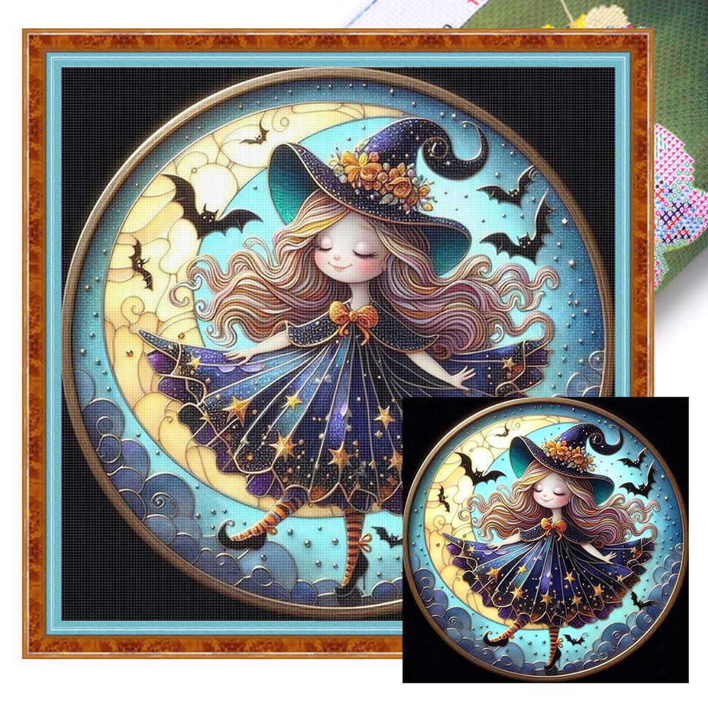 Witch Printed Cross Stitch Kit DIY 11CT Embroidery Craft Set Home Decoration