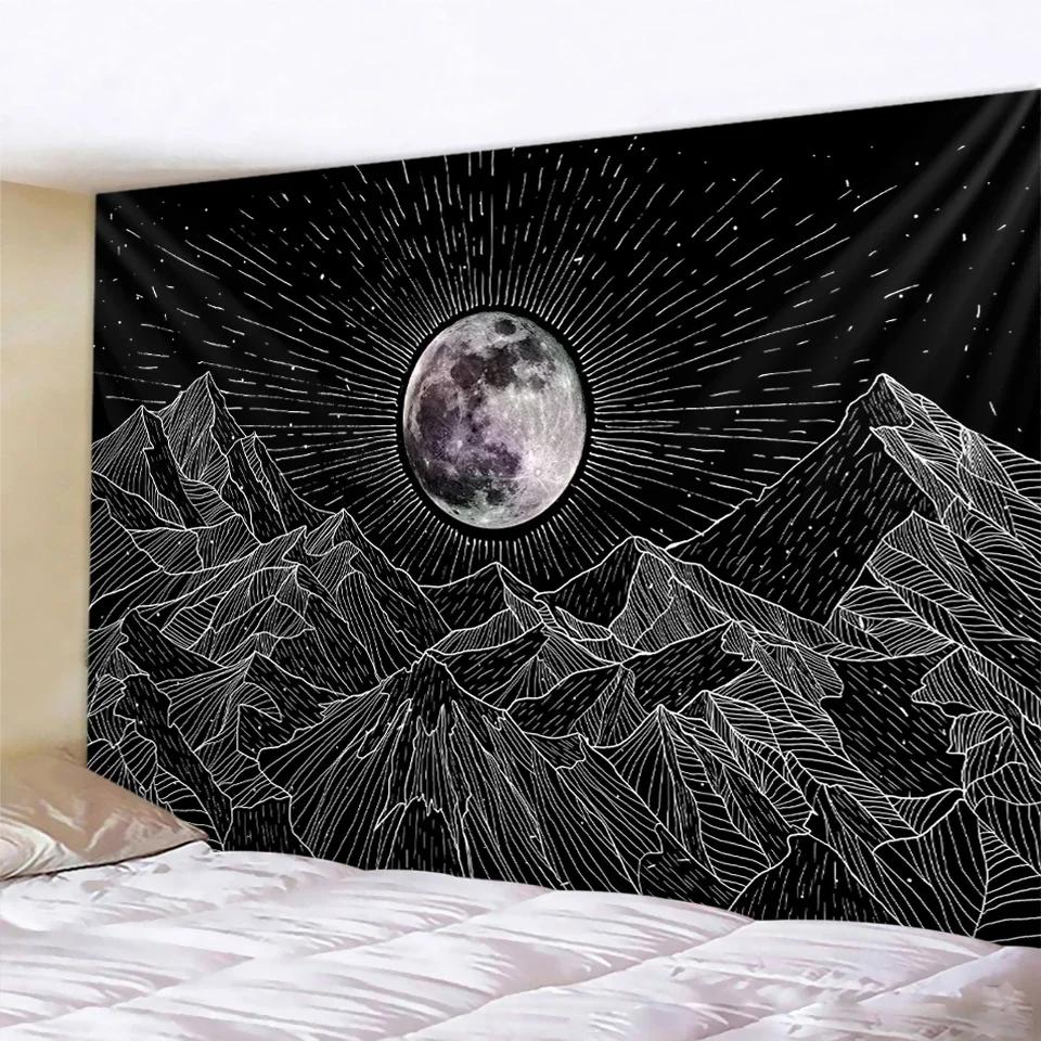 VIKAMA Dark Starry Sky Moon Tapestry Dreamlike Star And Moon Element Tapestry Bedroom Headboard InstagramStyle Decor Tapestry