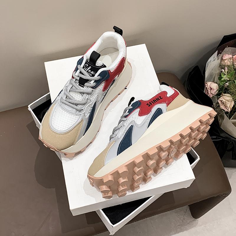 Modne Damskie Oddychające Casualowe Buty Sportowe Damskie Modne 2024 Sznurowane Buty Wulkanizowane na Grubej Podeszwie Damskie Buty do Biegania