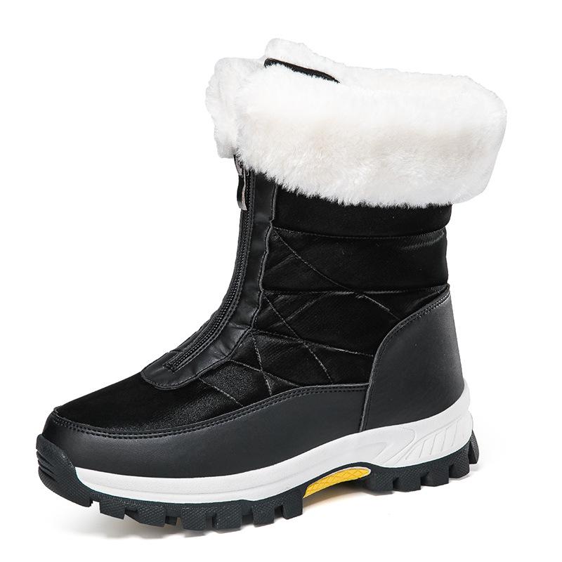 Women's High-Top Winter Snow Boots - Thickened, Velvet Warm, Mid-Tube, Large-Size Cotton Short Boots