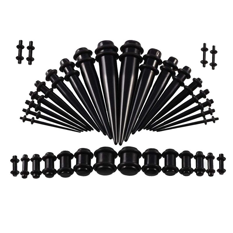 36Pcs Acrylic Ear Gauge Stretching Kit Tapers Flesh Tunnels Plug Body Piercing