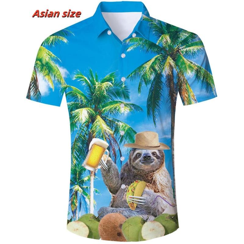 

Пляжная рубашка с рисунком гамбургера и пиццы для мужчин, красочные гавайские рубашки с 3D-принтом в виде планеты кошек, летние свободные блузки с коротким рукавом 2XL