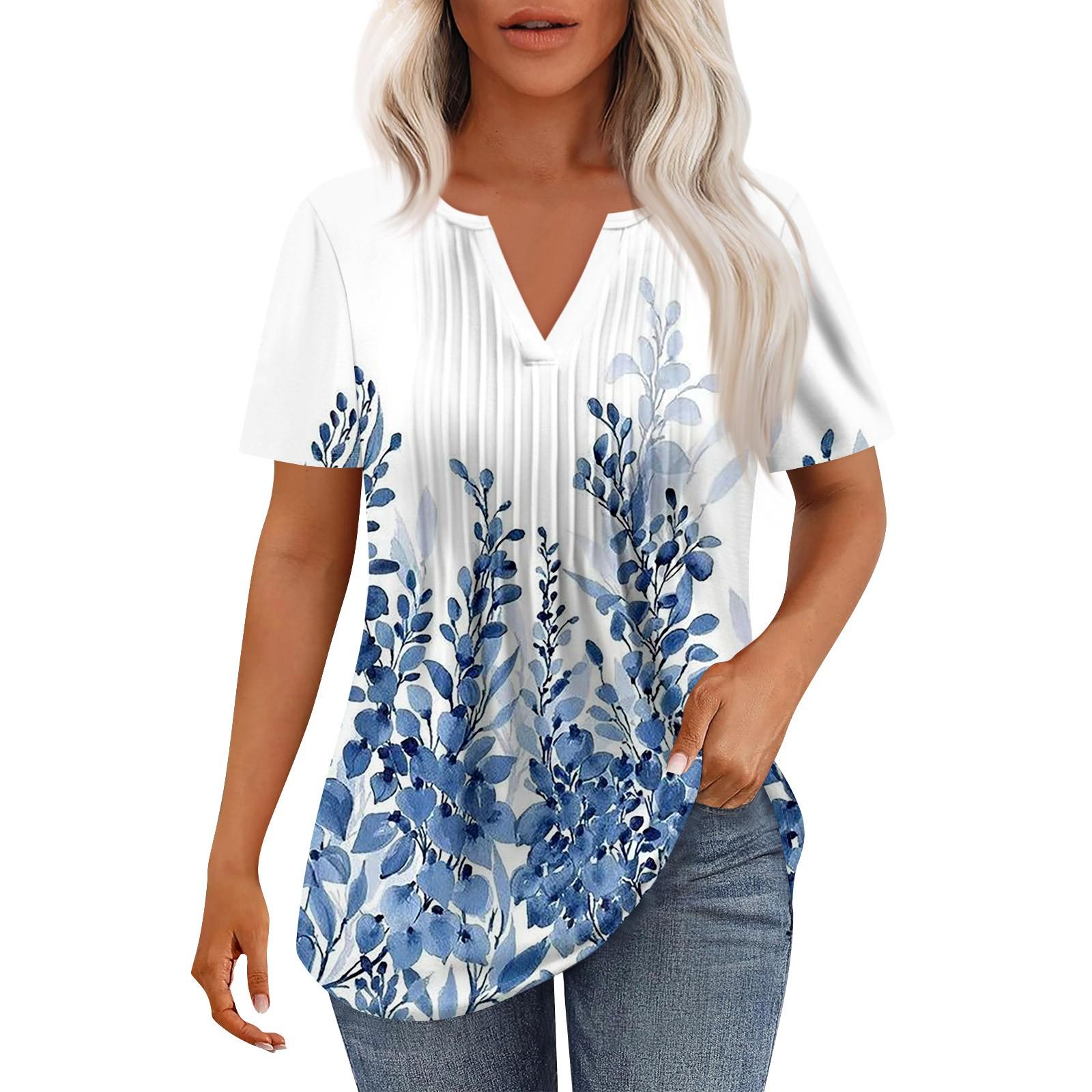 

Женская модная повседневная плиссированная футболка с V-образным вырезом, цветная, с рукавом три четверти L