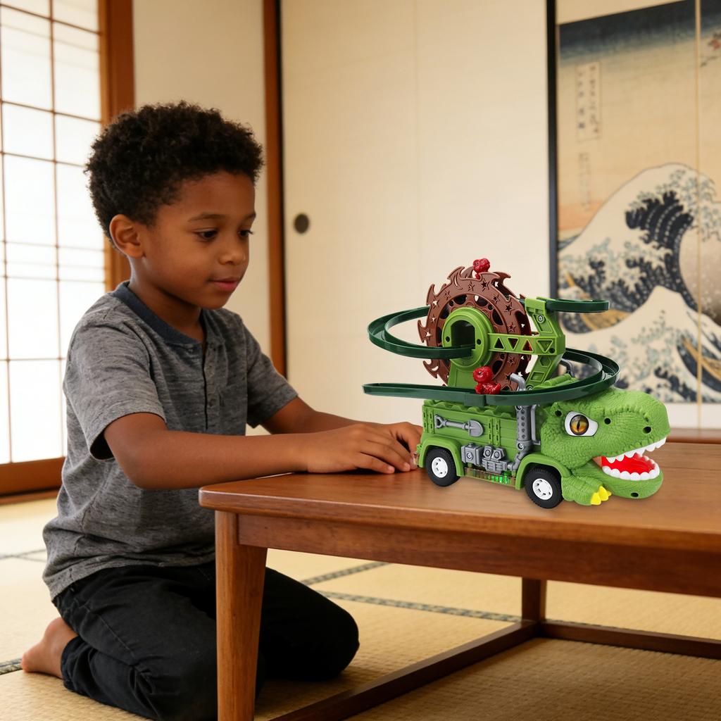 Electric Sound And Light Musical Dinosaur Car, Ferris Wheel Track Car, Stair-climbing Toy, Children's Educational Toy.