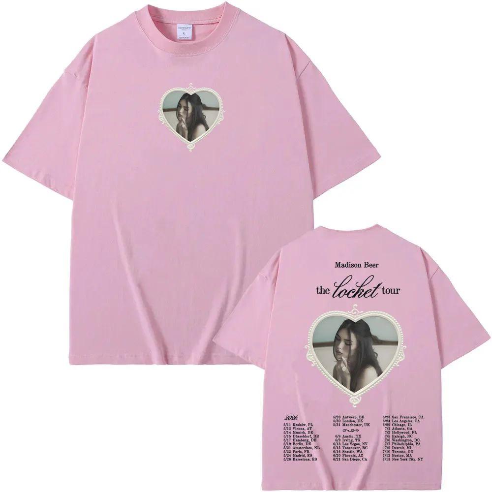 Y2K Fashion Tops Madison Beer Locket Merch T Shirts Summer Cotton Tshirt Casual Loose Tees Print Clothes Round Neck Streetwear