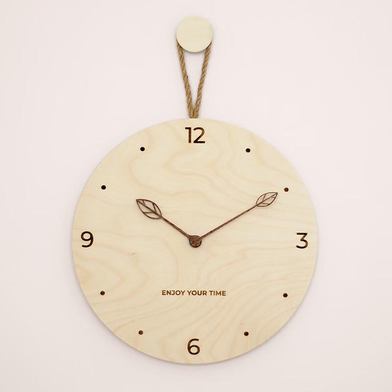 Ou Jie Wang Simple Wooden Hemp Rope Wall Clock