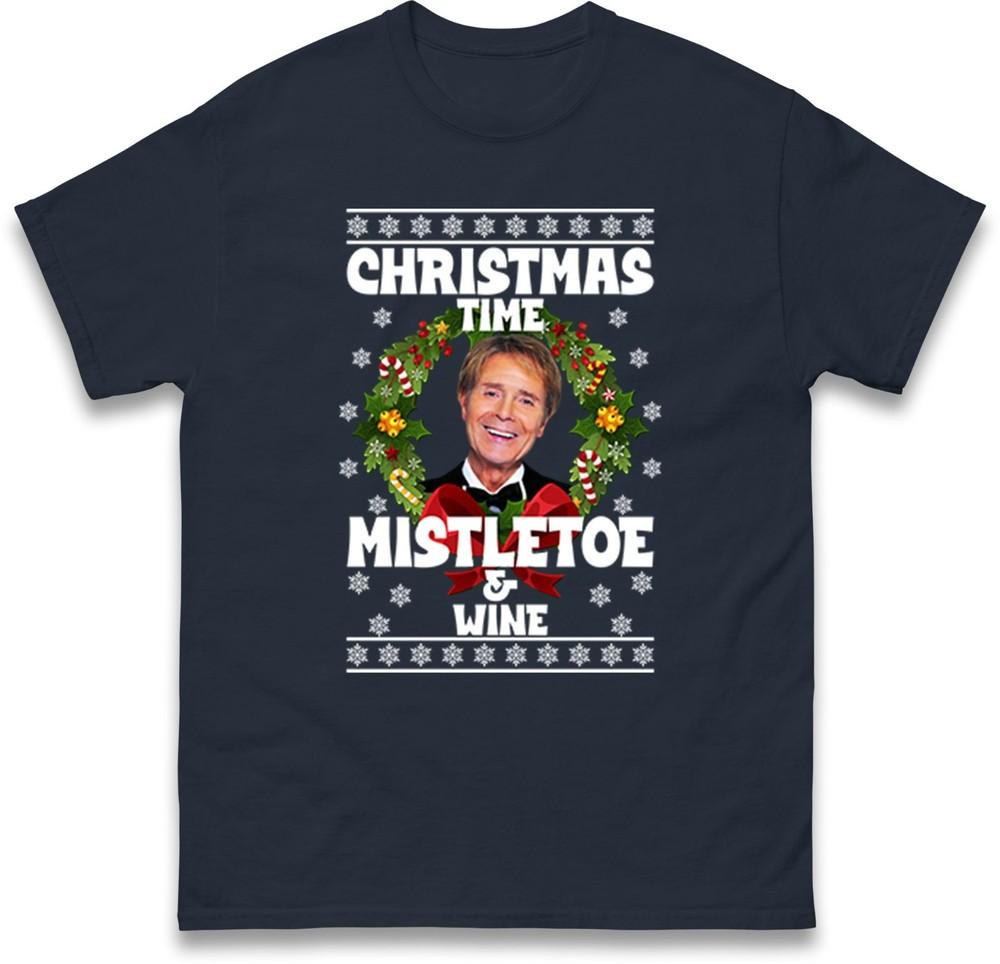 Cliff Richard Mistelwein Weihnachtsshirt Lustiges Feiertags-Xmas-T-Shirt Top