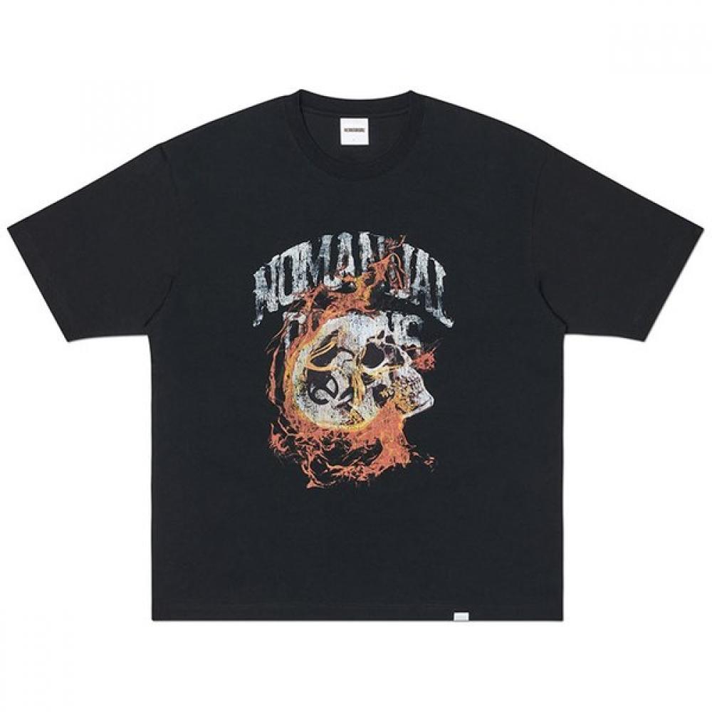 Nomanual Blazing Skull T shirT   Black S