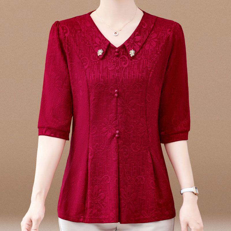 Elegant Summer Slimming Blouse for Women Aged 40-50
