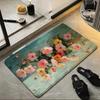 Art Gentle Oil Painting Flowers Floor Mat Soft Flannel Floor Mat  Suitable for Entryways, Living Rooms, Bedrooms, and Bathrooms