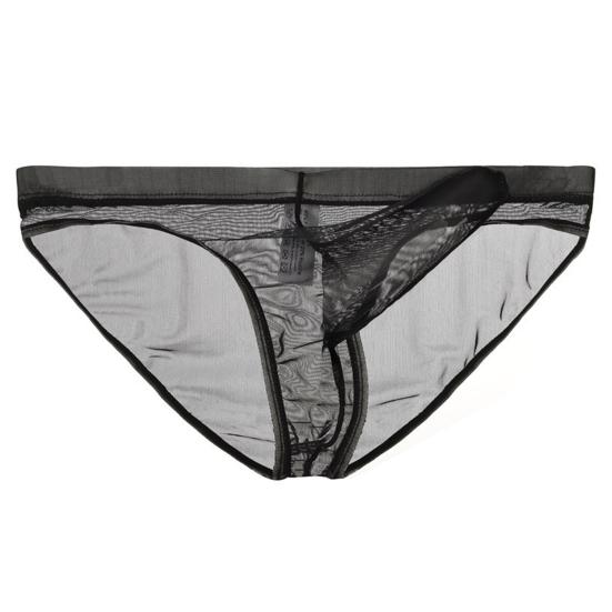 Men Briefs Mesh Elephant Nose Close Fit Mid Waist Transparent See Through Stretchy Panties for Honeymoon
