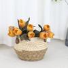 Rattan Woven Flower Basket: Hand-Held Green Plant & Flower Pot, Living Room Decoration & Storage Solution.