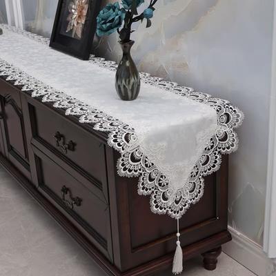 Drapeau de Table Européen Tissu Dentelle Maison Table à Manger Meuble TV Nappe Longue Dentelle Drapeau de Table