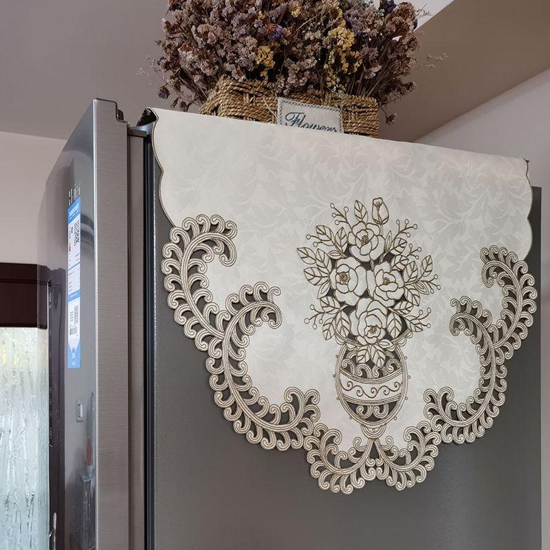 

Refrigerator Cover Cloth European Double-Door Single and Double Doors Modern Minimalist Embroider Fabric Refrigerator Cover Towel Refriderator Cover Beige + Lemon Tea 55*160cm