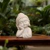 Mini Buddha Figurine Handcrafted Sandstone Resin Zen Statue Decorative Meditation Sculpture Feng Shui Ornament for Home Office Desk Car Dashboard