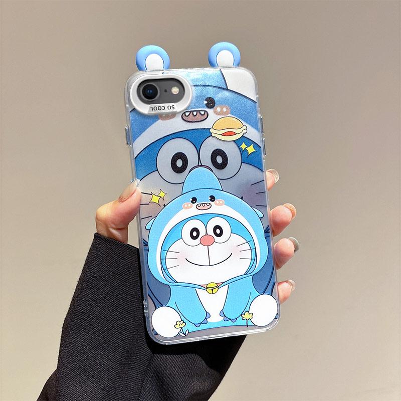 KEYSION Süße Cartoon-Ohren Hülle für iPhone SE 2020 2022 mit Lanyard Silikon+PC Stoßfeste Handy-Rückseite für iPhone 8 7 Plus