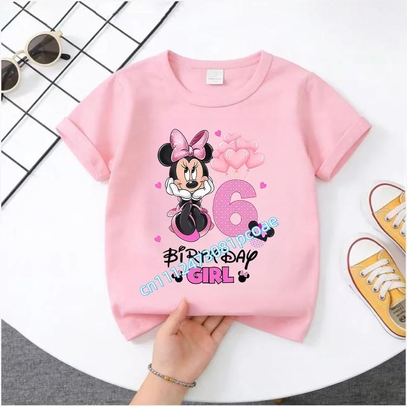 Mickey Mouse Child Birthday Clothes Girl Boy Number T Shirt Cartoon Print Kids Tee Baby Top Summer Infant Cute Short Sleeve Gift