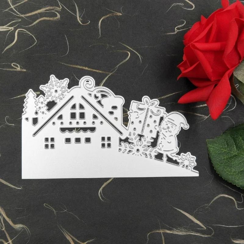 

Рождественский DIY Искусство Ремесло Открытка Украшение Дом Дерево Снеговик Санта Вырубной штамп Трафарет для тиснения Для A