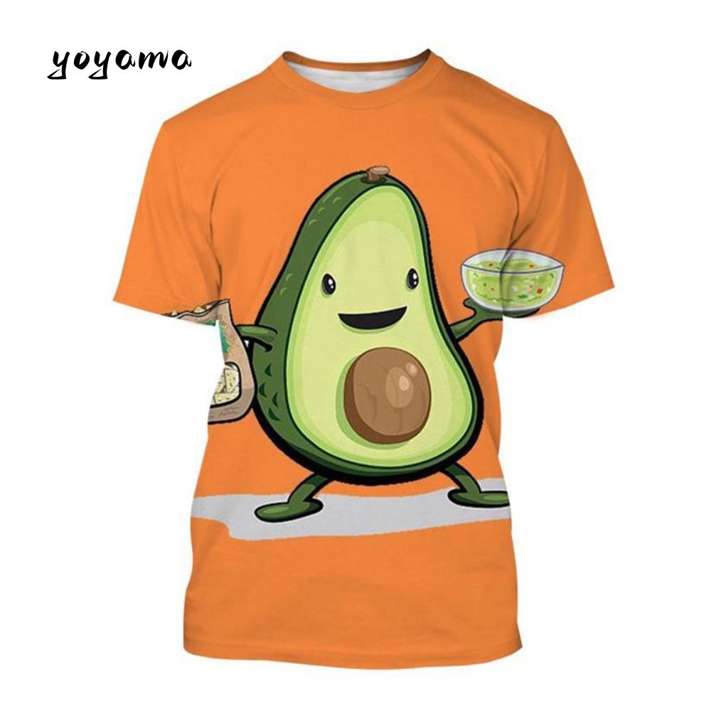 Funny Men s T-Shirt Avocado Cartoon Pattern T-Shirt Fruit 3D Print Men Top Casual O-Neck Men Short Sleeve Fashion Men s Clothing S
