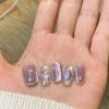 Pure Hand-wearing Nail Fake Nail Patch Nail Art Finished Purple Light Bulb Cat Eye Cloth Chela Magic Mirror Miracle Angel