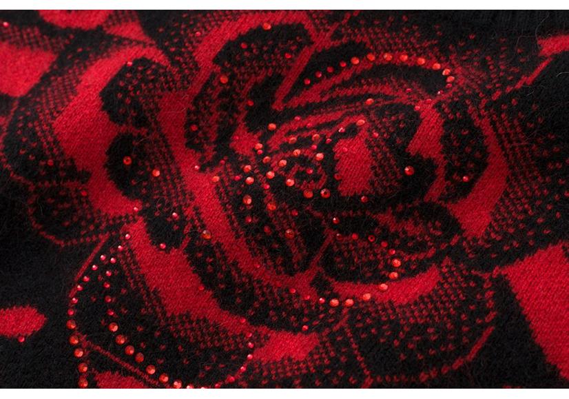Floral Plus Size Women's Warm Loose Sweater - Round Neck Knitwear for Autumn/Winter