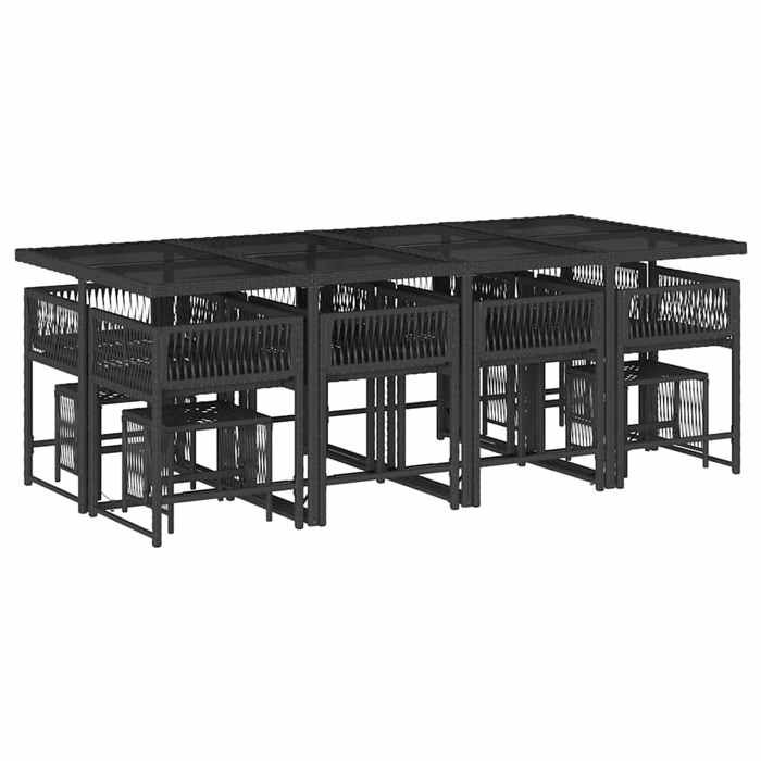 VidaXL 13-piece Garden Dining Set Black Cushions Braided Resin 3211519