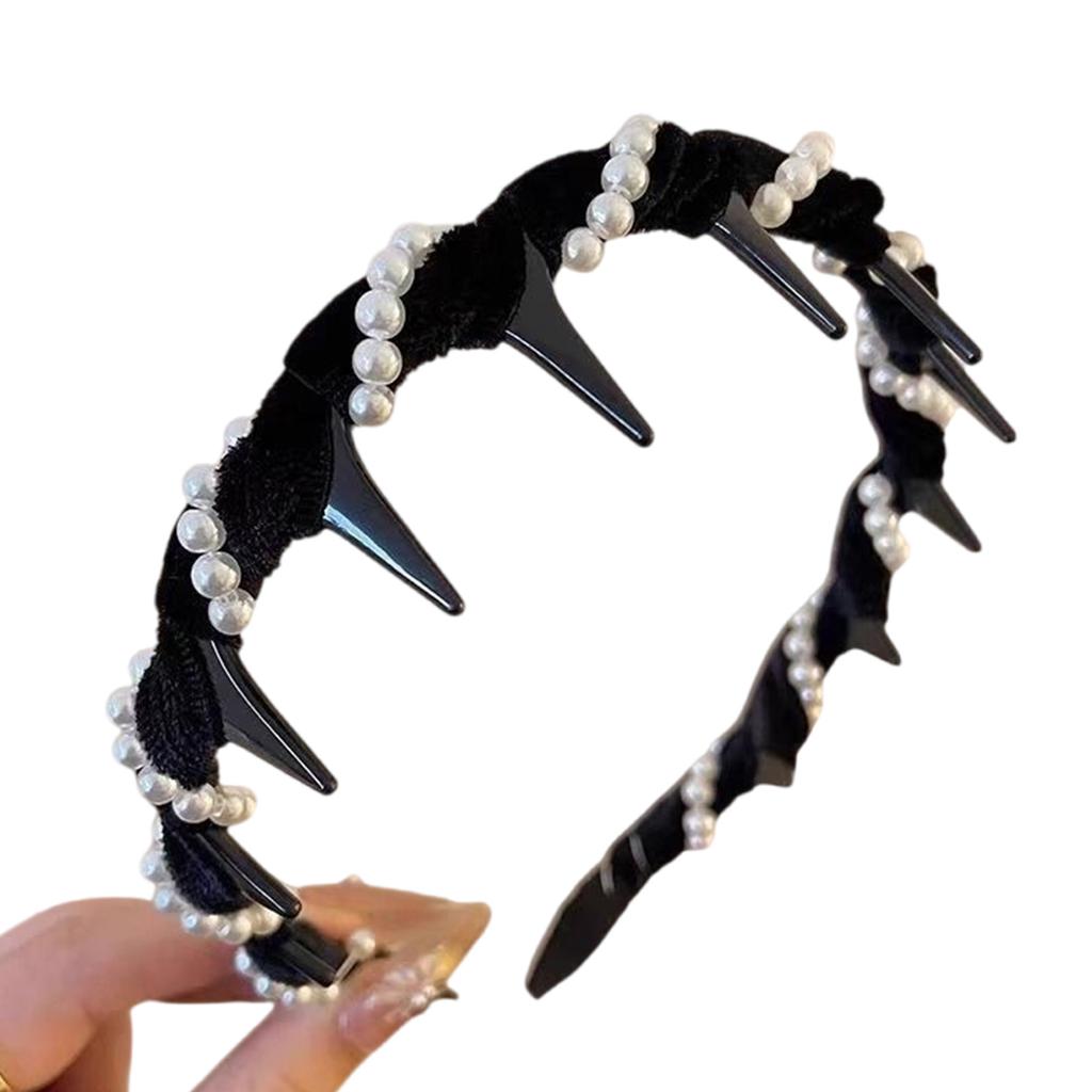 Sparkling Rhinestones Velvet Headband With Wave Pattern Secure Grip Hair Accessory For Party Daily Wear