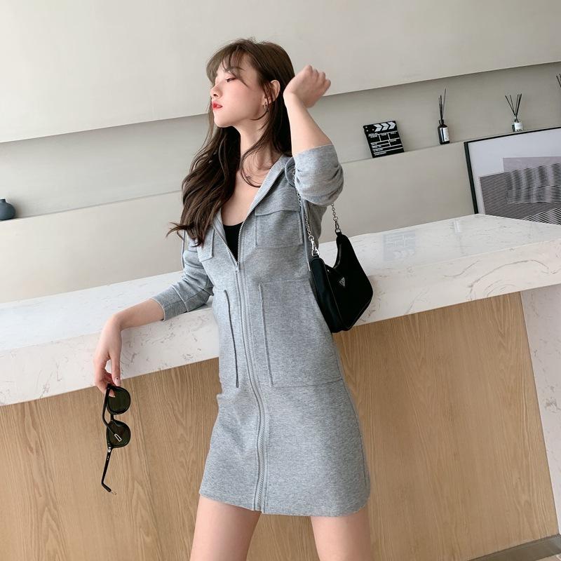 Long sleeve plus size vintage hooded new in dresses for women casual loose mini short spring autumn dress