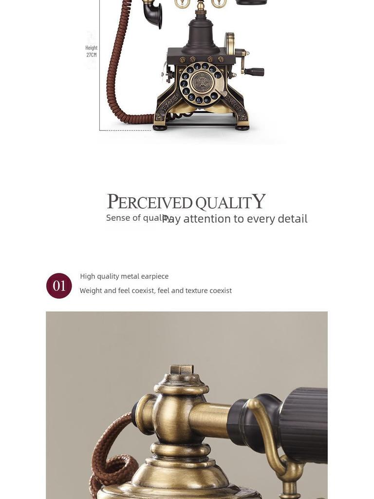 Paramount HA1892TN European Vintage Rotary Dial Telephone Home Decor Ornament