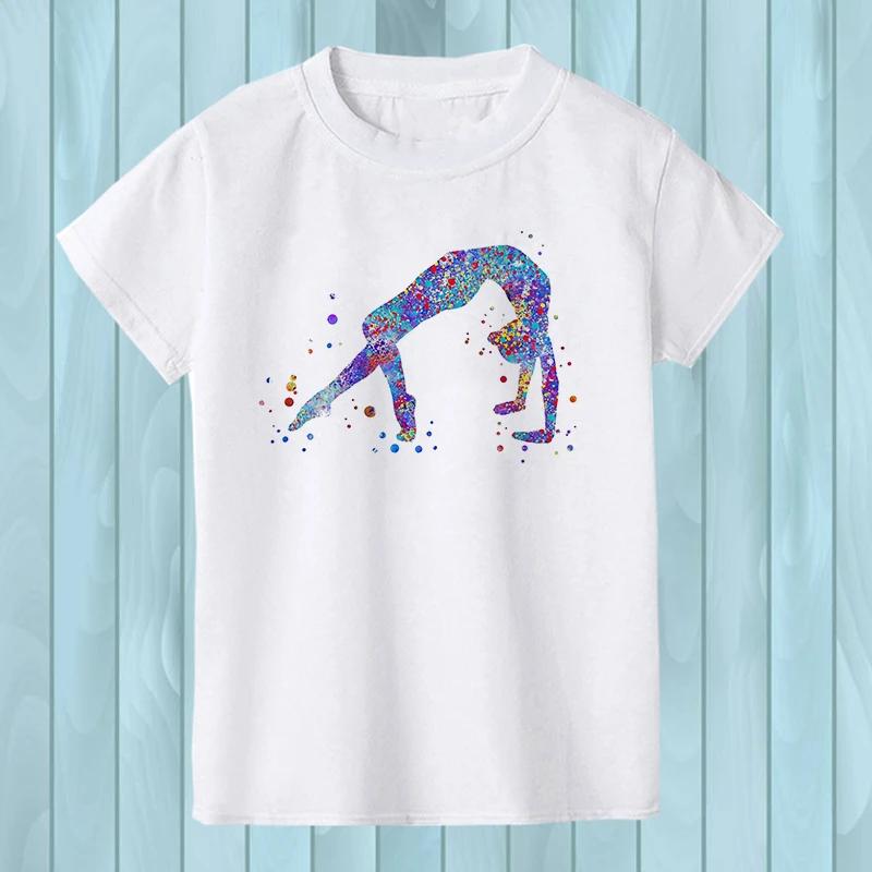 Maglietta da donna con stampa ginnasta e arcobaleno, motivo: ginnastica artistica, maglietta estiva per bambine, maglietta da streetwear hipster