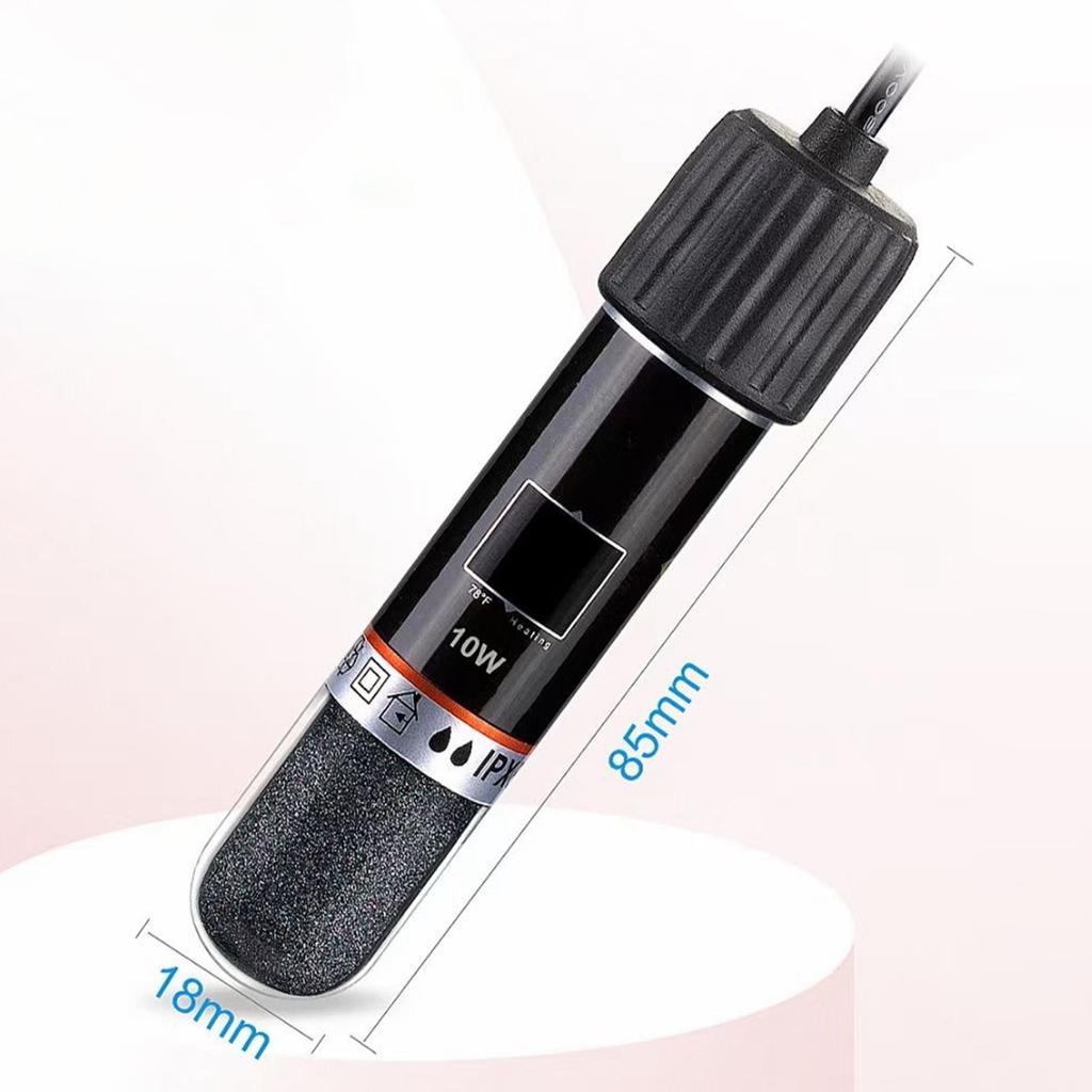 USB 10W Digital Display Aquarium Heater with Fixed Suction Cup Adjustable Small Water Tank Heat Rod Heater for Fish Tank