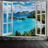 VIKAMA 2D Planar Island Beach Tapestry Palm Tree Wall Decoration Tropical Window View Bedroom And Living Room Tapestry