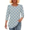 Womens Tops 3/4 Sleeve With Buttons Casual Blouses Summer Outfits Beach Vacation Clothes