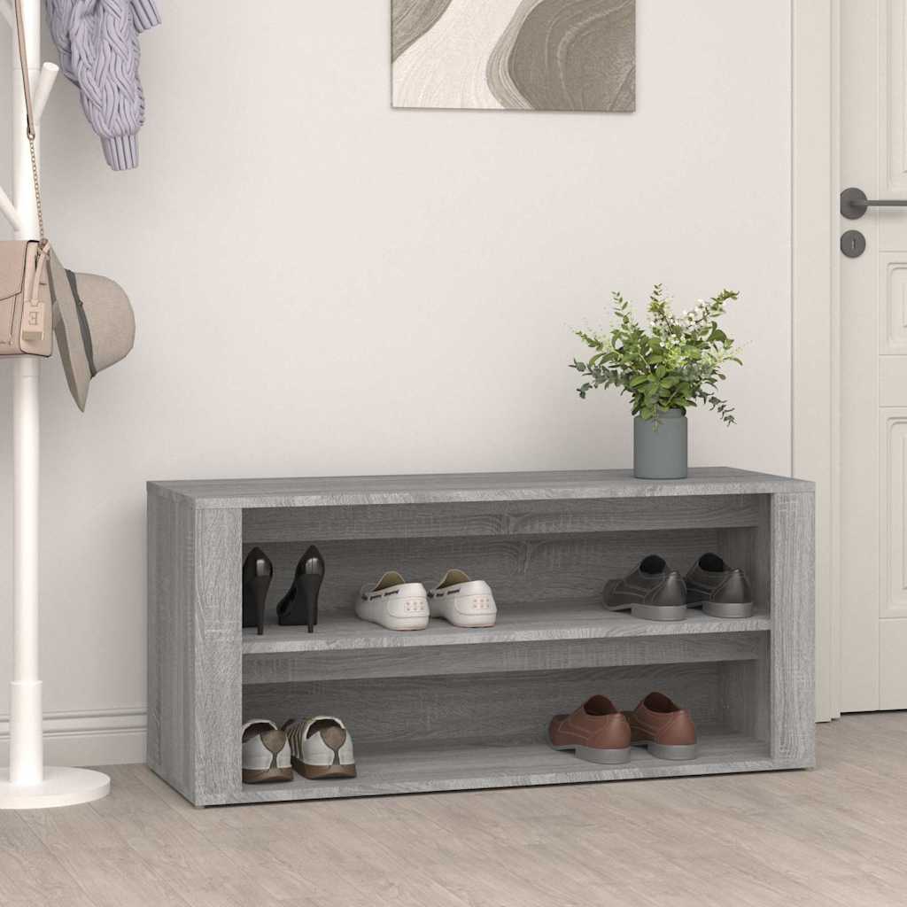 Shoe Rack Concrete Grey 100 x 35 x 45 cm Wood Based Material